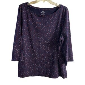 Talbots Navy Polka Dot Scoop Neck Top - Red Dot 2X
